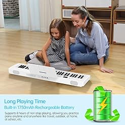 TERENCE Piano Numérique 61 Touches semi-lestées avec Batterie de 1750mAh et interface MIDI avec Touches Lumineuses… - Les Beatles, Paul McCartney, John Lennon, RIngo Starr, George Harrison TERENCE Piano Numérique 61 Touches semi-lestées avec Batterie de 1750mAh et interface MIDI avec Touches Lumineuses… – Image 2