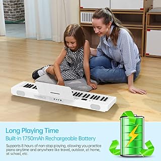 TERENCE Piano Numérique 61 Touches semi-lestées avec Batterie de 1750mAh et interface MIDI avec Touches Lumineuses… - Les Beatles, Paul McCartney, John Lennon, RIngo Starr, George Harrison TERENCE Piano Numérique 61 Touches semi-lestées avec Batterie de 1750mAh et interface MIDI avec Touches Lumineuses… – Image 2
