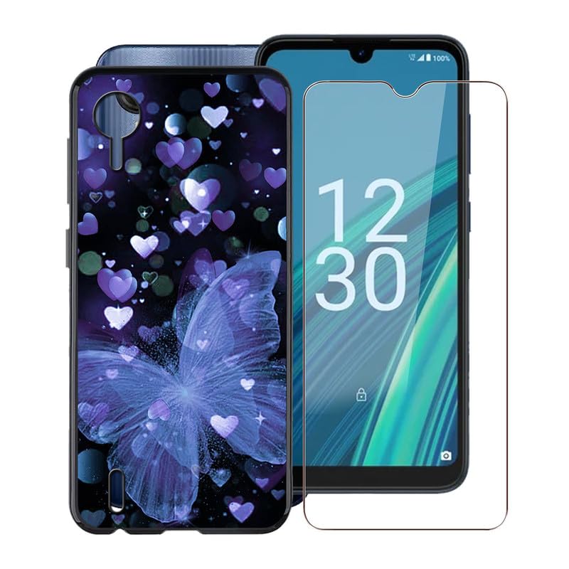 HGJTFANY for Cricket Debut S2 Case, with [1 X Tempered Glass Screen Protector], Black Soft Silicone Protective Shell, Shockproof Bumper Phone Case for