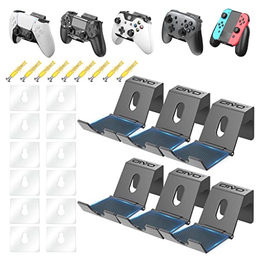 OIVO Controller Wall Mount Holder for PS3 PS4 PS5 Xbox 360 Xbox One S X Elite Series S Series X Controller, Pro Controller, Foldable Wall Mount for Video Game Controller&Headphones -6 Pack
