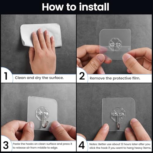 Image of CERLINK Premium Nail Wall Hooks Flower Hooks for Wall Without Drilling, Self Adhesive Hooks for Wall Heavy Duty Strong Nail Free Pack 10