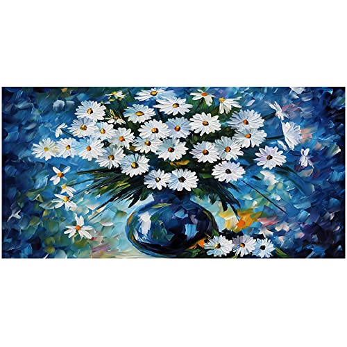 Tableau marguerite blanche 70x140cm pour un salon moderne et lumineux