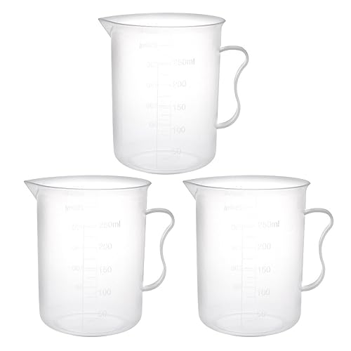 uxcell Taza de medición 10.1 fl oz PP plástico graduado vaso de precipitados transparente con mango para líquidos de cocina de laboratorio 3 unids