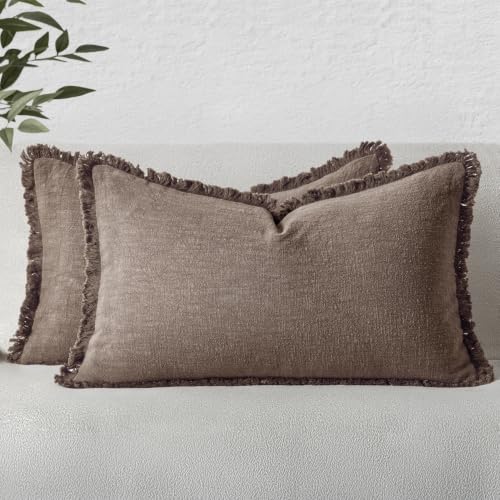 Image of MIULEE Linen Decorative Fall Lumbar Throw Pillow Covers Malt Ball 12x20