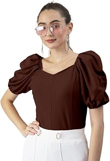 Dream Beauty Fashion Women's Puff/Baloon Sleeves V-Neck Casual Top (Top-MG-2) Price In India