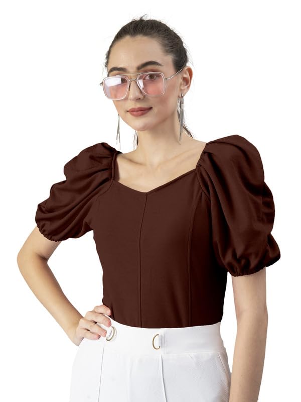 Dream Beauty Fashion Women’s Puff/Baloon Sleeves V-Neck Casual Top (Top-MG-2) Dream Beauty Fashion Women’s Puff/Baloon Sleeves V-Neck Casual Top (Top-MG-2)