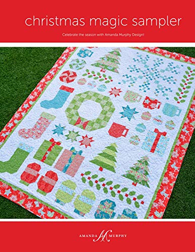 Christmas Magic Sampler Quilt Pattern, 74" x 99.5" Finished Size, Amanda Murphy Design, Pieced