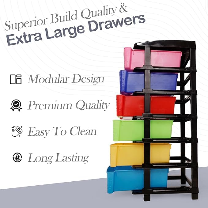 Image of KITCHIVO Plastic Modular Drawer Storage Chest Of Drawers Organizer Storage Box, Large Stomo Racks For Multipurpose Anti-slip Shoes Organizers (Stone & Multi, 6 Layer)