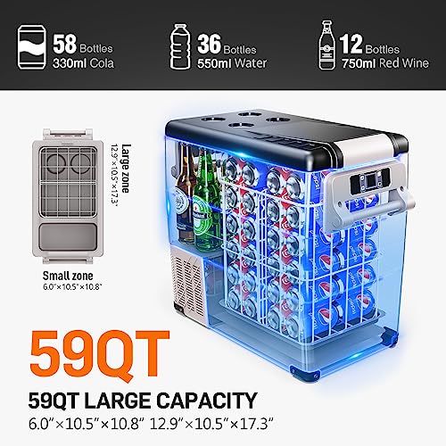 Euhomy CF-55-H 12 Volt Refrigerator, 59Qt(55L) Electric Cooler, 12V Fridge App Control, 12V Cooler -4℉~68℉, Portable Freezer 12/24V Dc 110-240V Ac thumb #1