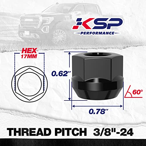 Image of KSP 3 /8 inch-24 Open Lug Nuts for ATV UTV Studs, 17mm Hex Small Open Ended Bulge Nuts fit Polaris RZR Sportsman Xplorer, 16pcs Skinny Aftermarket Wheel Lug Nuts Replacement for Factory Nuts
