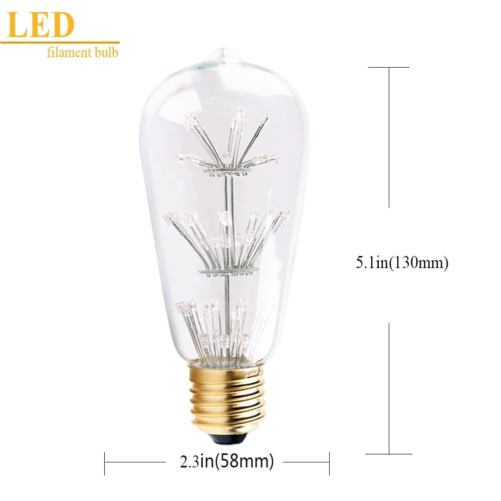 fengyan Casa bombillas, Paquete de 10 bombillas LED Full Star, CA 220 V, ST64, E27, 3 W, estilo retro, Edison, rosca E27, luz decorativa Familiar Lámpara