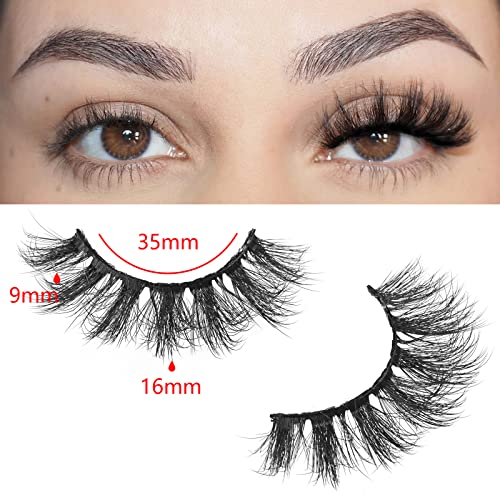 FARRED Fluffy Lashes Natural Eyelashes Short Wispy Eye Lash Strips 10 Pairs Separated Volume Eyelash Pack 16mm Dramatic Wispies Fake Strip Lashes Clusters Cat Eye Pestañas Spiky Look