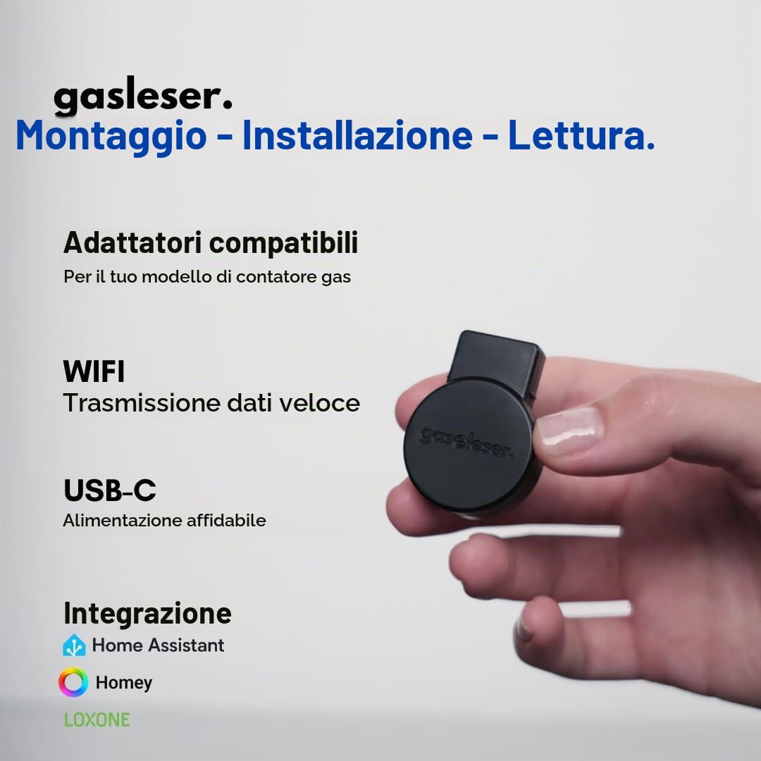 Lettore di gas WiFi intelligente per contatore di gas BK | Lettura del contatore e consumo di gas in diretta nell'applicazione | installazione Plug and Play | Lettore di gas