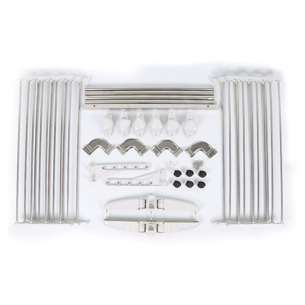 Stendibiancheria Pieghevole A 3 Ripiani Con Ruote - Acciaio Inox, Ali Laterali, Per Interni Ed Esterni - Foto 4