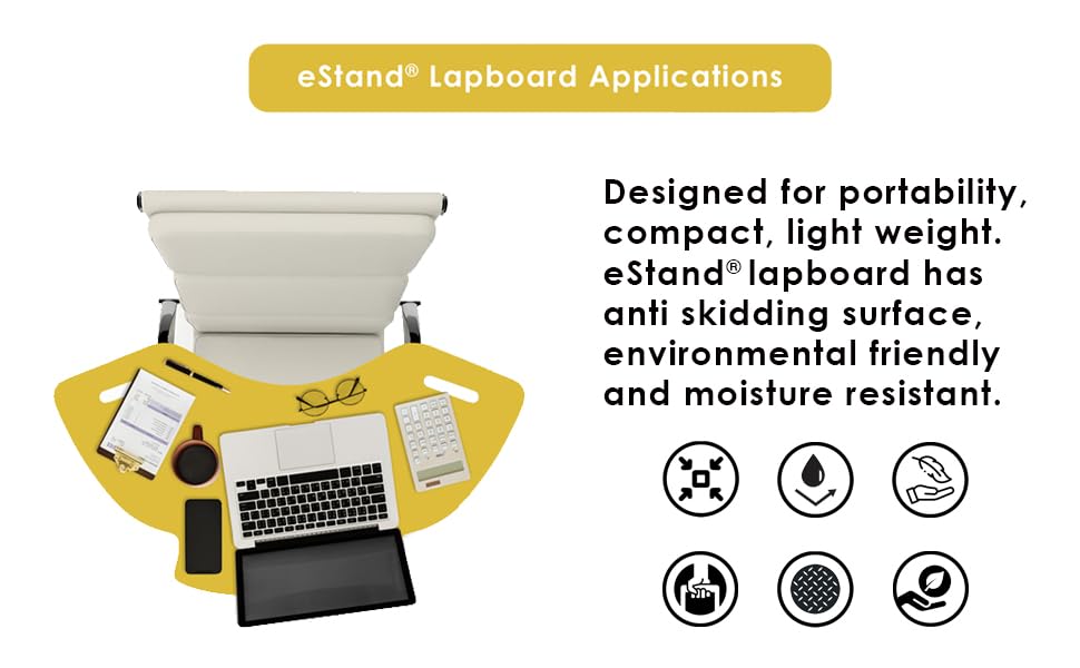 Image of Lap Board for Study | Home | Dining | Office | Laptop | Computer Desk | Reading & Writing | Multi-Purpose | Made in India | (Yellow, SPIDER-LB-30X16-YELLOW)