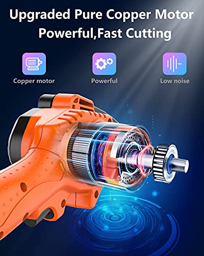 Mini kettensäge mit akku, Kouric 4 Zoll Elektro kettensäge mit Sicherheitsschloss, Einhand Motorsäge mit 2 24V Akku & 3… – Bild 4