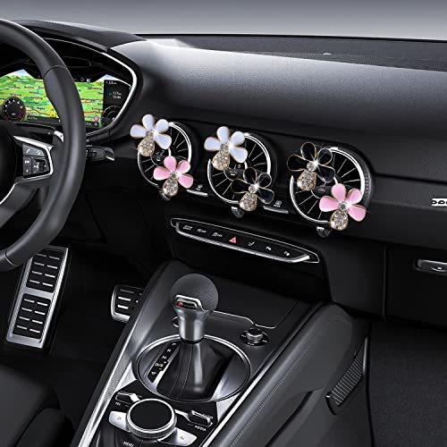 Image of 6pcs Diamonds Flower Car Air Fresheners Vent Clips with Fragrance Pads Cute Car Air Conditioner Vent Charm Interior Decor Accessories Gift