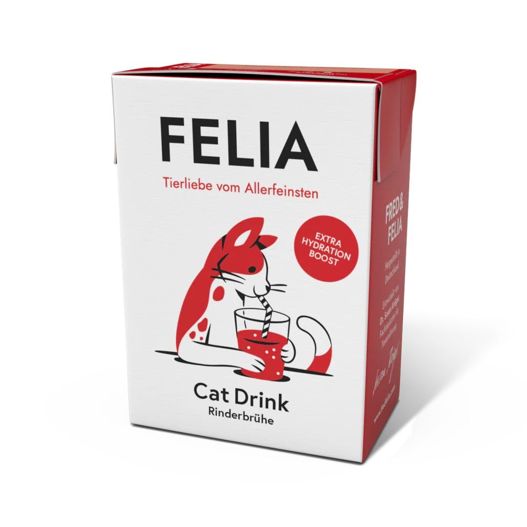 ANIMALUJOS- FELIA Batido de Pollo y Bebida de Ternera para Gatos 10 x 190 g o Mix Alimento Complementario Líquido y Topping Sin Azúcar Fred&FELIA (Pack 10 Unidades, Caldo de Ternera)