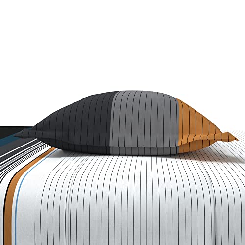 Image of myTrident Home Essential Stripe Collection 144 TC, 100% Cotton Bedsheet with 2 Pillow Cover, King Size - 274 x 274 cm, Bretton