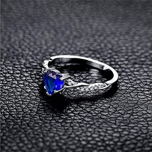 Bonlavie 1.25Ct 6Mm X6Mm 925 Sterling Silver Heart Cut Created Blue Sapphire Ring For Womens Heart Promise Ring Engagement Wedding Ring For Women Size 9 #TOP6