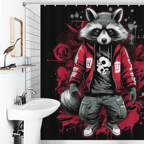Rideau de douche raton laveur imperméable et séchage rapide - 6