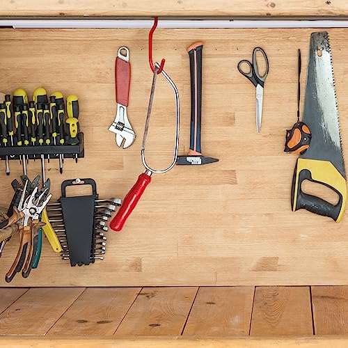 Relaxdays Fahrradhaken 12er Set, Fahrrad Aufhängung Wand & Decke, gummierte Haken, Fahrradhalterung zum Schrauben, rot