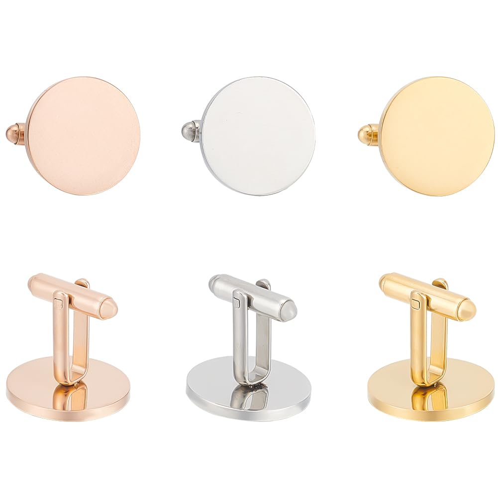 UNICRAFTALE 304 Botones de Gemelos de Acero Inoxidable Hallazgos de Gemelos para Accesorios de Ropa Gemelos Planos Redondos Lisos Gemelos de Botón de Traje de Camisa para Regalo de Joyería