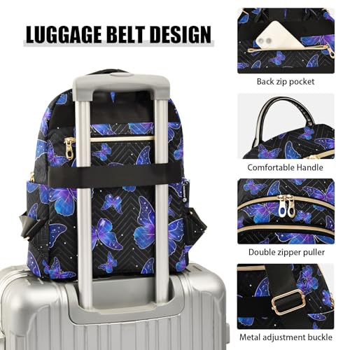 Image of ALAZA Butterfly Print Galaxy Starry Small Backpack Purse for Women Travel Bag Fashion Daypack Back Pack Shoulder Bag