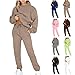 RLEHJN Jogginganzug Damen Baumwolle,2-teiliges Kapuzenpullover und Jogginghosen Zweiteiler Jogginganzug Elegant Langarm Trainingsanzug Hausanzug Sport Set Lounge Set mit Fleecefutter