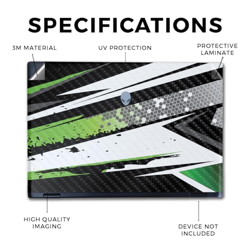 Image of Carbon Fiber Laptop Skin Compatible with Alienware M16 R2 (2024) - Grunge Green - Premium 3M Vinyl Protective Wrap Decal Cover - Easy to Apply | Crafted in The USA by MightySkins