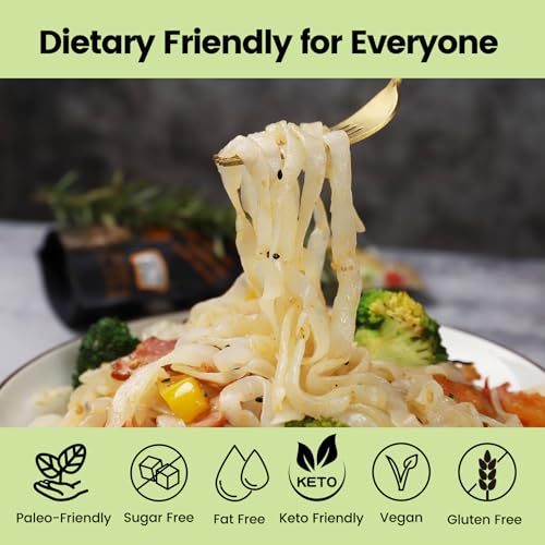 Image of Hethstia Konjac Noodles, 10 Packs Shirataki Noodle Fettuccine Shape Pasta | Keto, Vegan, Gluten Free, Low Carb, Sugar-Free, Low-Calorie for Healthy Diets, Ready-to-Eat