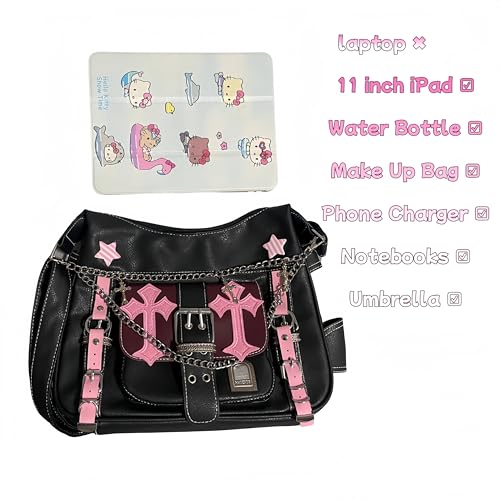 Y2K Messenger Bag Women Punk Cross Gothic Emo Dark Leather Tote Bag Crossbody Bag Y2K Accessories Bag Goth Bag4