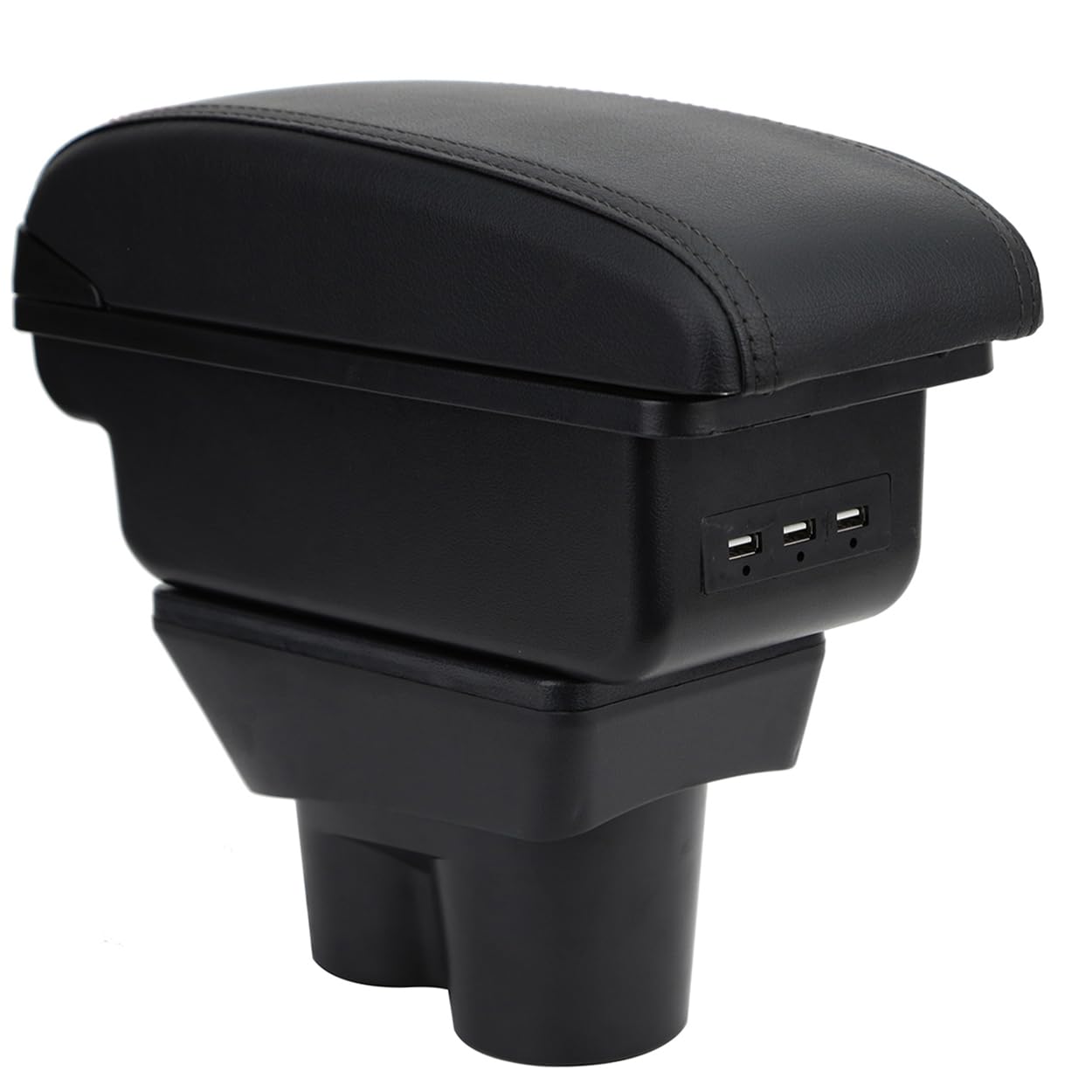 Bracciolo Centrale per Opel Corsa E 2014-2018, Doppio Scomparto, Pelle Nera, Facile da Installare, Accessorio Auto Personalizzato