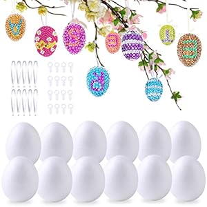Ostereier Styroporeier,Ostereier zum Selbst Bemalen Beschriften,25 Stück Eier zum Aufhängen,DIY Pailletten Eier…
