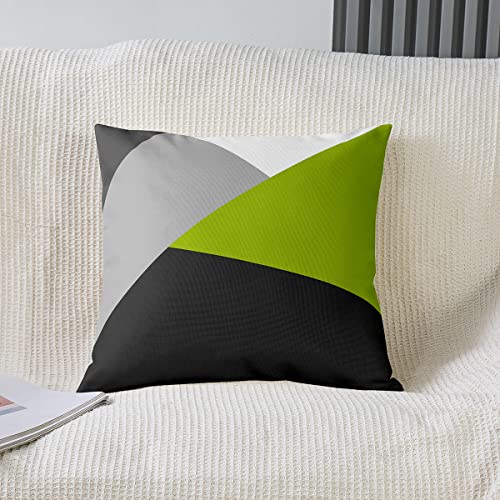 Loussiesd Set of 2 Strip Lines Throw Pillow Covers Geometric Grey Green Black Cushion Case for Home Living Room Decor Reversible Abstract Art Decorative Throw Cushion Case 18x18 Inch - Image 2