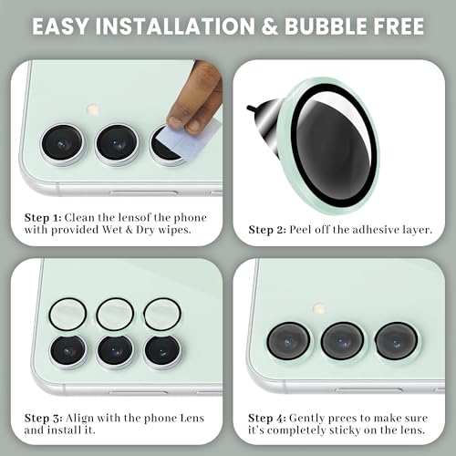 Image of FIRST MART Camera Lens Protector for Samsung Galaxy S23 FE - 9H Tempered Glass Metal Alloy Rings, Military-Grade Anti-Scratch Camera Ring Guard, HD Clear, Case-Friendly Protection - Silver