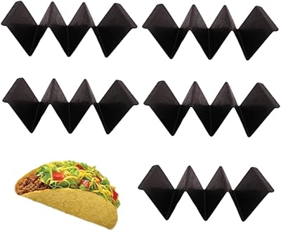 Taco Holders Set of 5 - Heavy-Duty Taco Stands hold 3 Tacos - Use as a Taco Rack to fill Tacos with Ease - Safe for Dishwasher, Oven, and Grill - Taco Shell holder (Black-5pack)