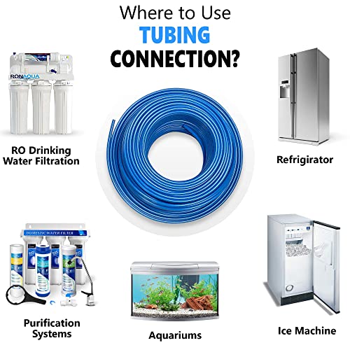 Food Grade 1/4 Inch Plastic Tubing For Ro Water Filter System, Aquariums, Refrigerators, Ect; Bpa Free; Made From Fda Compliant Materials And Meets Nsf Standards And Regulations (50 Feet, Blue) #TOP3