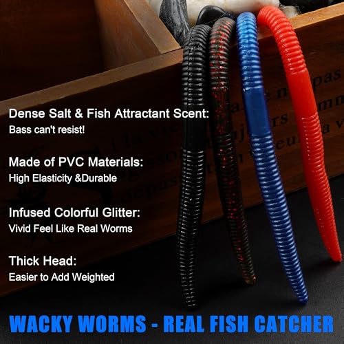 Kit de Anzuelos Wacky Rig AGOOL para Pesca de Black Bass, 70 Piezas con Anzuelos Wacky, O-Rings, Herramienta y Caja de Tackle miniatura 6