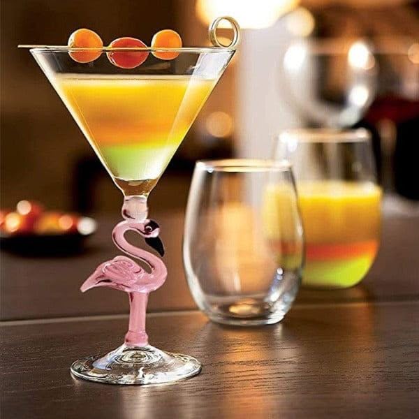 Image of Handcrafted Flamingo Martini Glass | Premium Borosilicate Glass with Artistic Flamingo Stem | Elegant Martini, Cocktail & Dessert Glass (Flamingo Martini Glass)