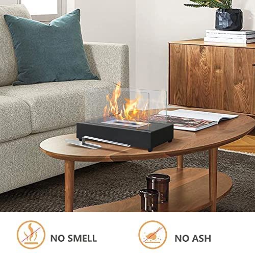 Jp Outdoor Tabletop Fireplace, Portable Rectangle Ventless Black Fire Pit Bowl Pot Indoor Outdoor, Bio Ethanol Clean Burning #TOP5