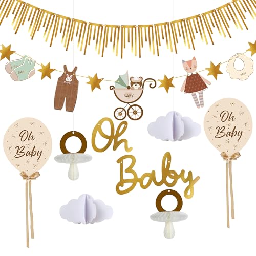 Syoulin-Baby Shower Decoration,Oh Baby bannière en constante évolution,Décoration de Table/Murale pour baptême de bébé,Très approprié pour Baby...