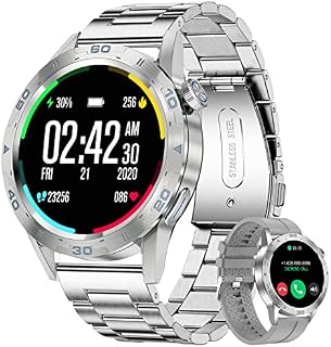 Smart Watch for Men Dial Answer Calls, Fitness Tracker Waterproof Smartwatch for Android iOS Phones 1.32" HD Full Touch Screen Fitness Watches with Heart Rate/SpO2/Sleep/Voice Control, Silver