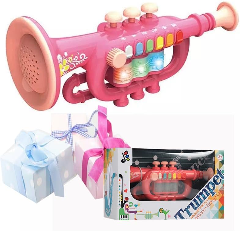 Trompeta de juguete, saxofón de juguete, juguete para clarinete Instrumentos para niños con luz y música, juguete de educación temprana, juguetes