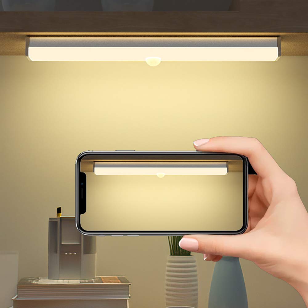 La luz del Sensor, Armario de luz, LED portátil Noche la luz, Debajo del gabinete, Blanco cálido, Seguro Recargable Luces Wireless Stick-On, magnético, 2-Pack,White Light,5