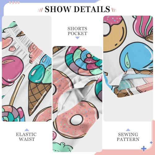 Ice Cream Donut Boys Long Pants Soft Trousers Elastic Waist Kids Lounge Bottoms with Pockets S-XL4