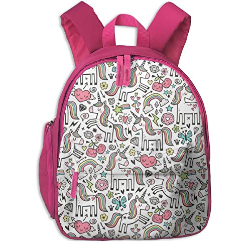 Mochila Infantil niña Unicornio U0026 Hearts Rainbow Love Valentine Doodle en White