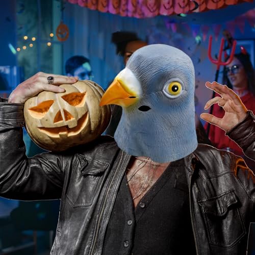 Jcasbdn Taube Maske Latex Vollkopf Vogelmaske mit Luftlöchern Taube Halloween Kostüme für Halloween Kostümparty Cosplay