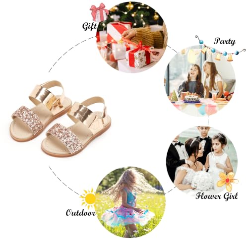 Image of Felix & Flora Toddler Girl Sandals - Little Girl Easter Dress Shoes Lightweight Open Toe Beach Holiday Flats