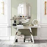 Nimaolt 2 Piece Silver Mirrored Console Table and Decorative Wall Mirror Set, 55.9' Rectangle Entryway Table and Mirror Set, Modern Luxury Mirroed Sofa Table Hallway Table for Living Room Entrance
